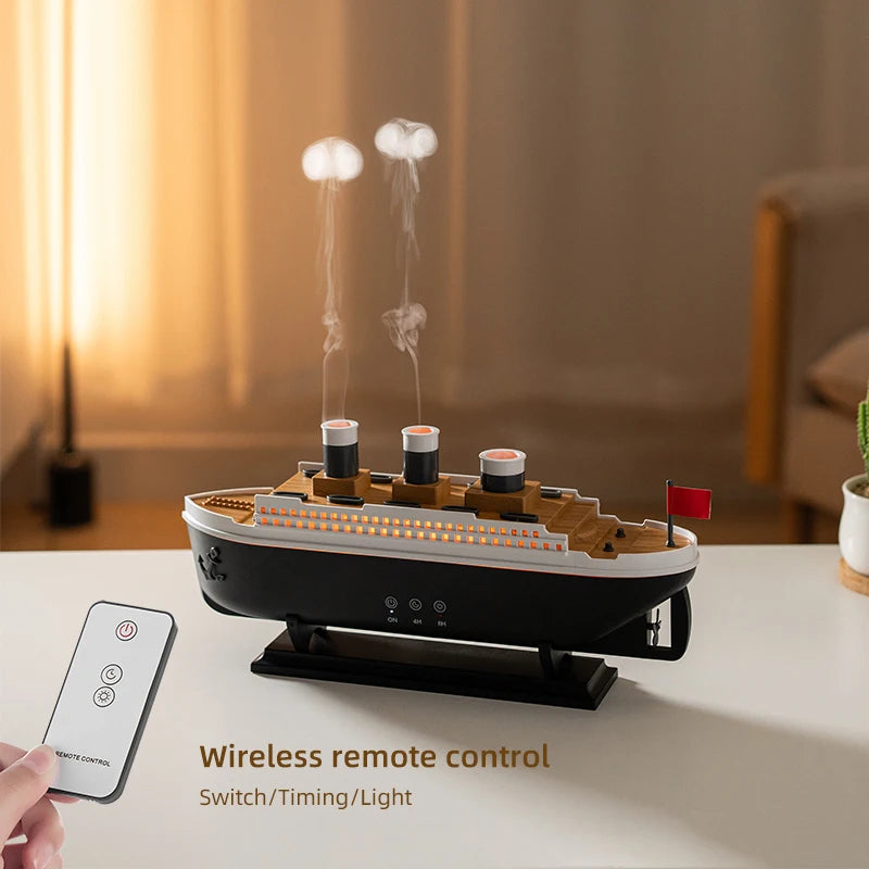 Retro Boat Ultrasonic Air Humidifier – Aromatherapy Diffuser with Remote