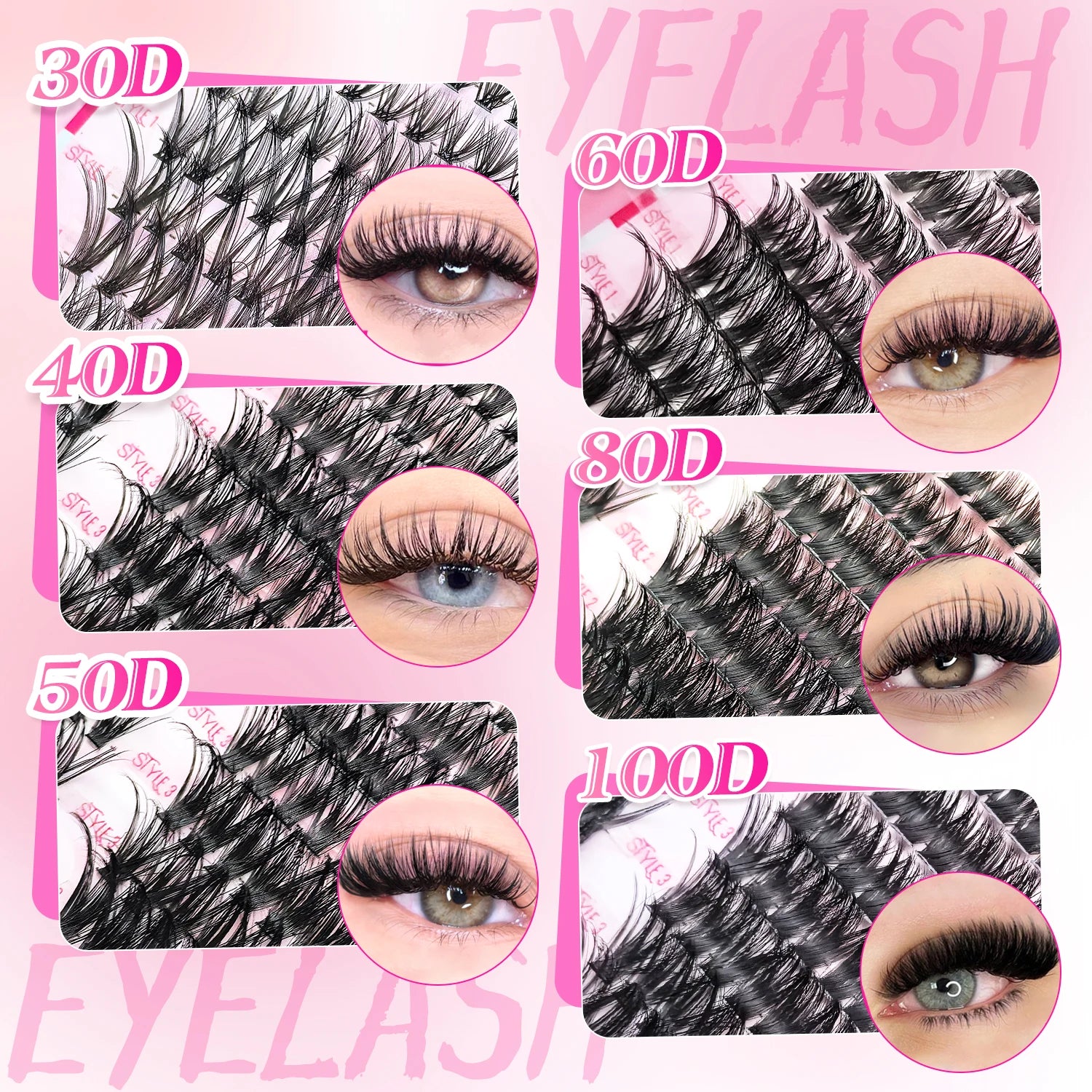 Cluster Lashes Kit – 320/600/790PCS, Mixed Lengths, Daily & Party Use