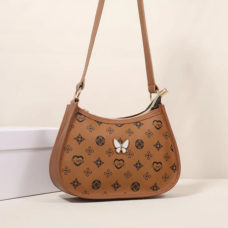 Premium Crescent Shoulder Bag – Butterfly Decor Women’s Handbag
