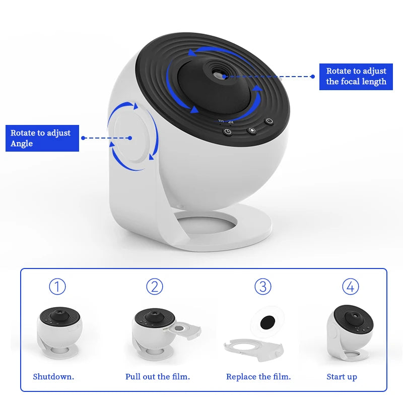 Galaxy Starry Sky Projector Lamp with 360° Rotation