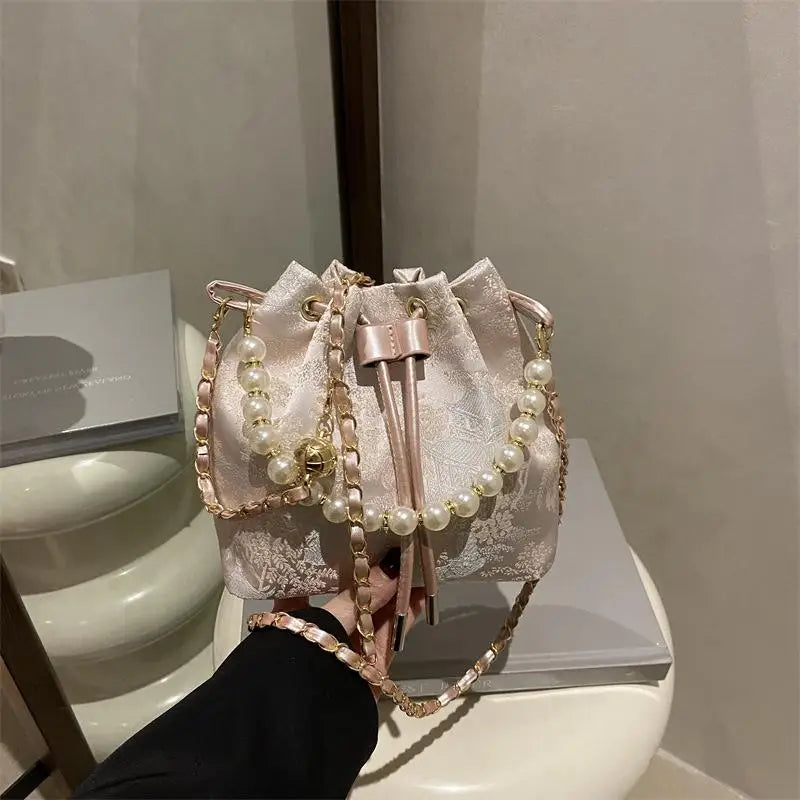 Pearl Bucket Shoulder Bag – Fashion Women’s Crossbody Handbag