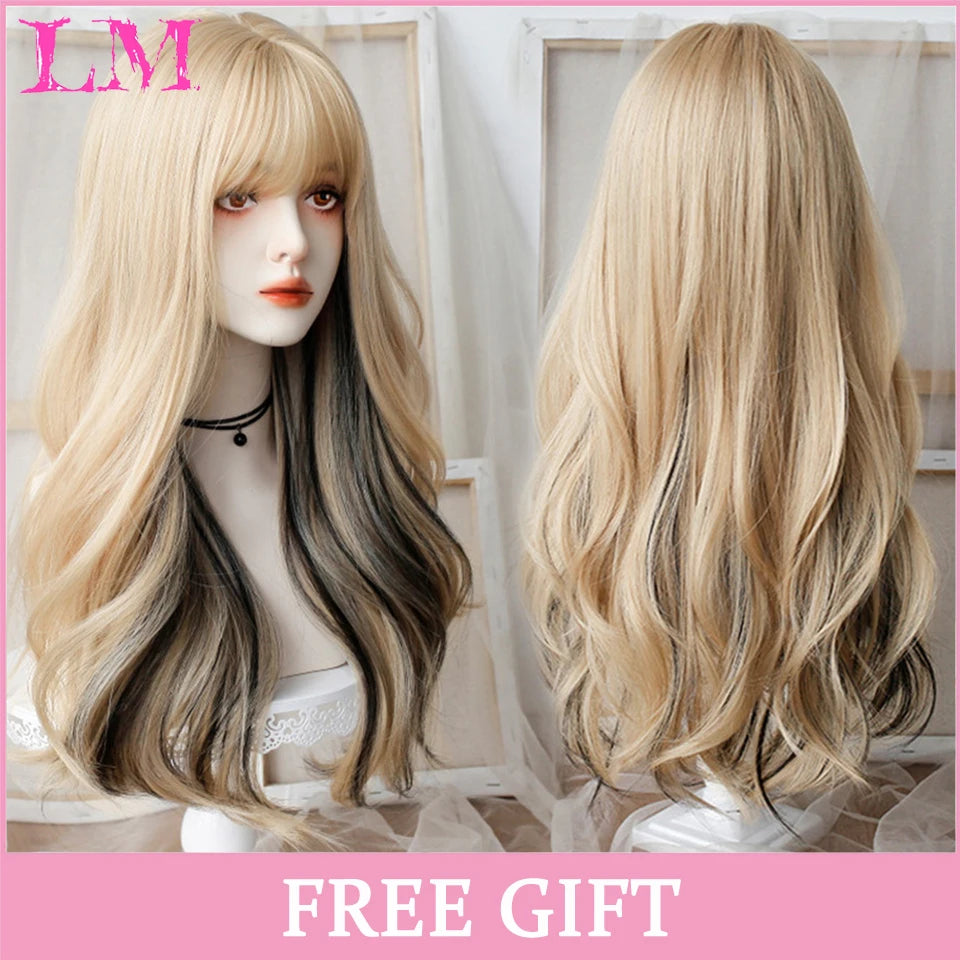 LM Cosplay Wig – 24" Long, Straight Pink, Bangs, Heat-Resistant