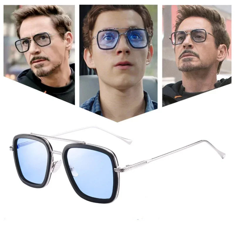 Sunglasses – Fashion Square Frame, Tony Stark Style, Unisex, Retro Brand Design