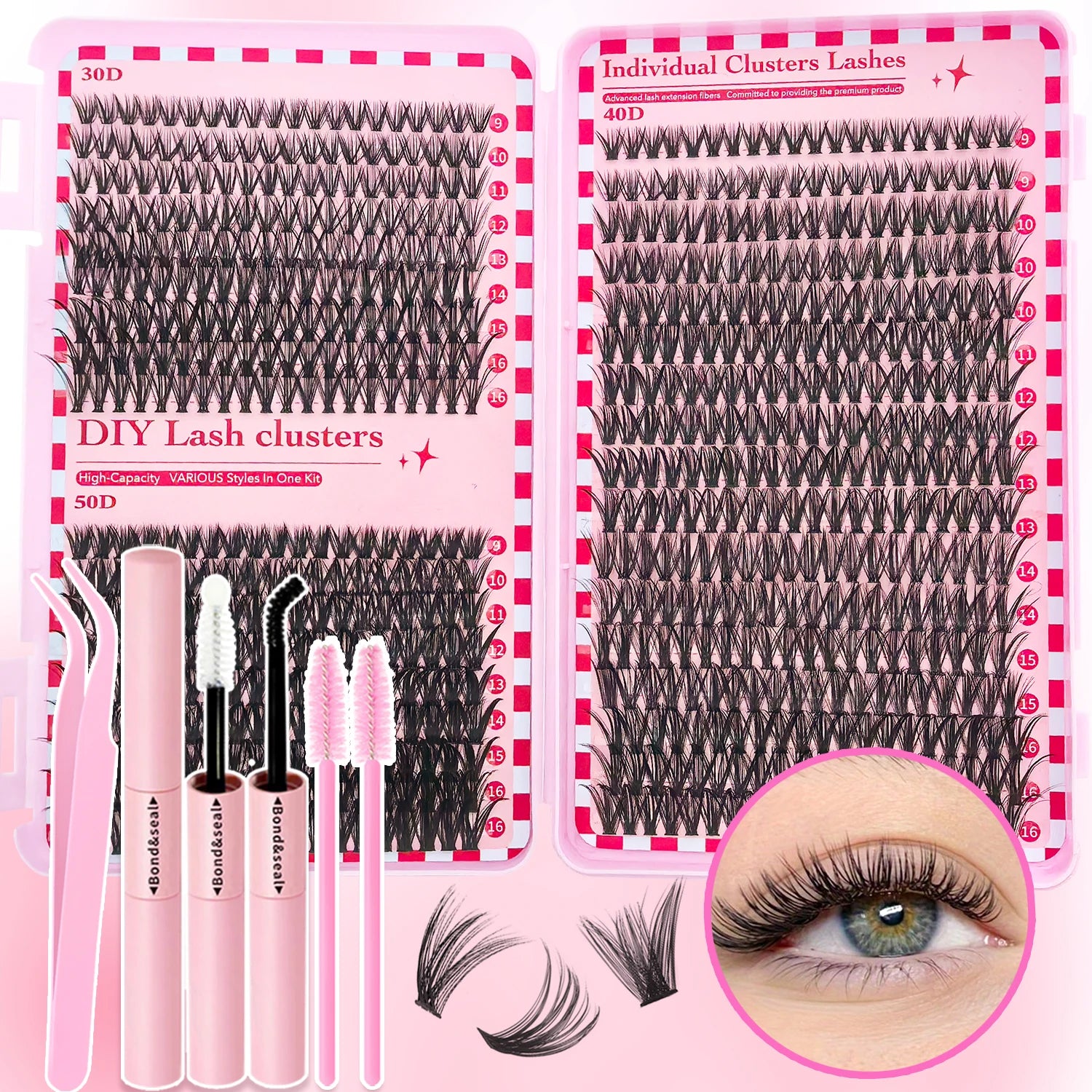 Cluster Lashes Kit – 320/600/790PCS, Mixed Lengths, Daily & Party Use