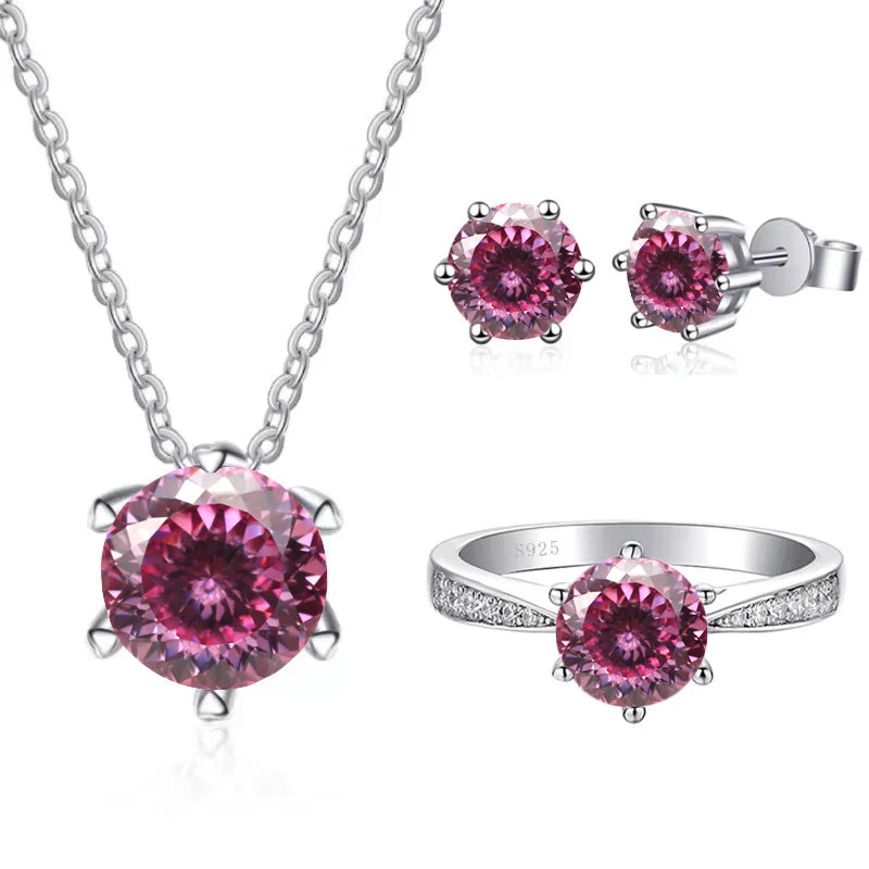 JoyceJelly 1CT D VVS Moissanite Jewelry Set