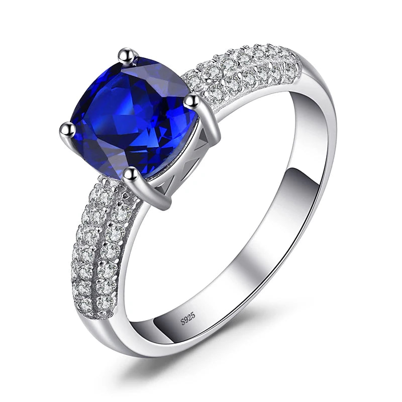 JewelryPalace Green Simulated Nano Emerald Created Ruby Ring 925 Sterling Silver Gemstone Solitaire Engagement Rings for Women