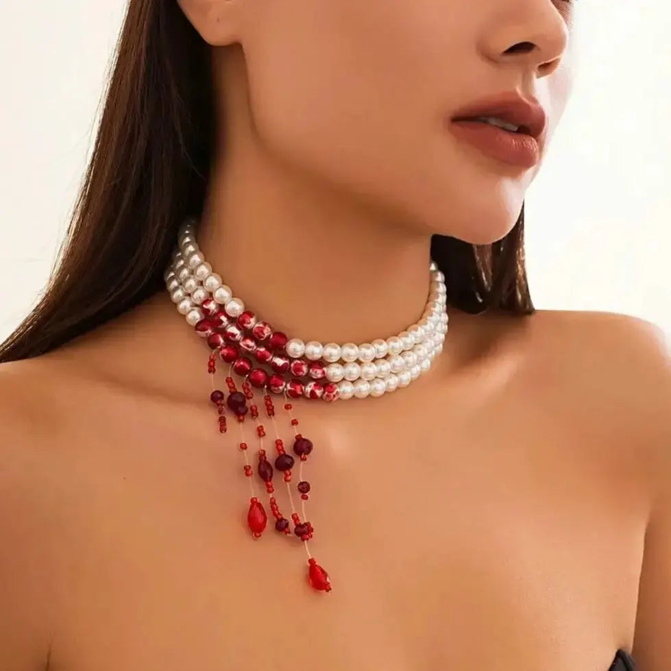 Rouge Mystique – Layered Tassel Necklace