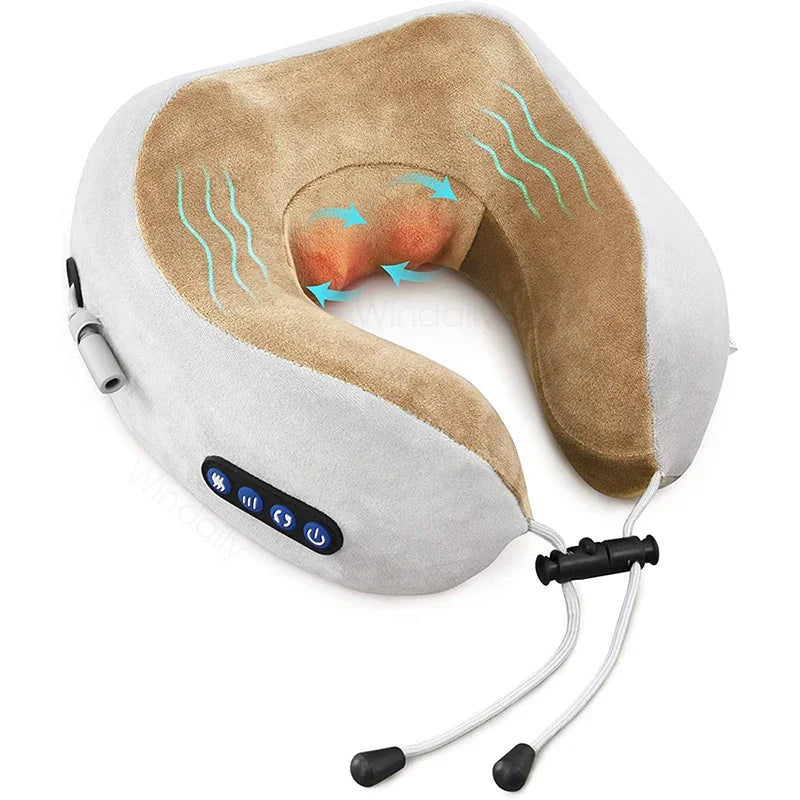 Electric Neck Massager – 3D Shiatsu, Heat & Vibration, U-Shaped Pillow, Shoulder & Cervical Pain Relief