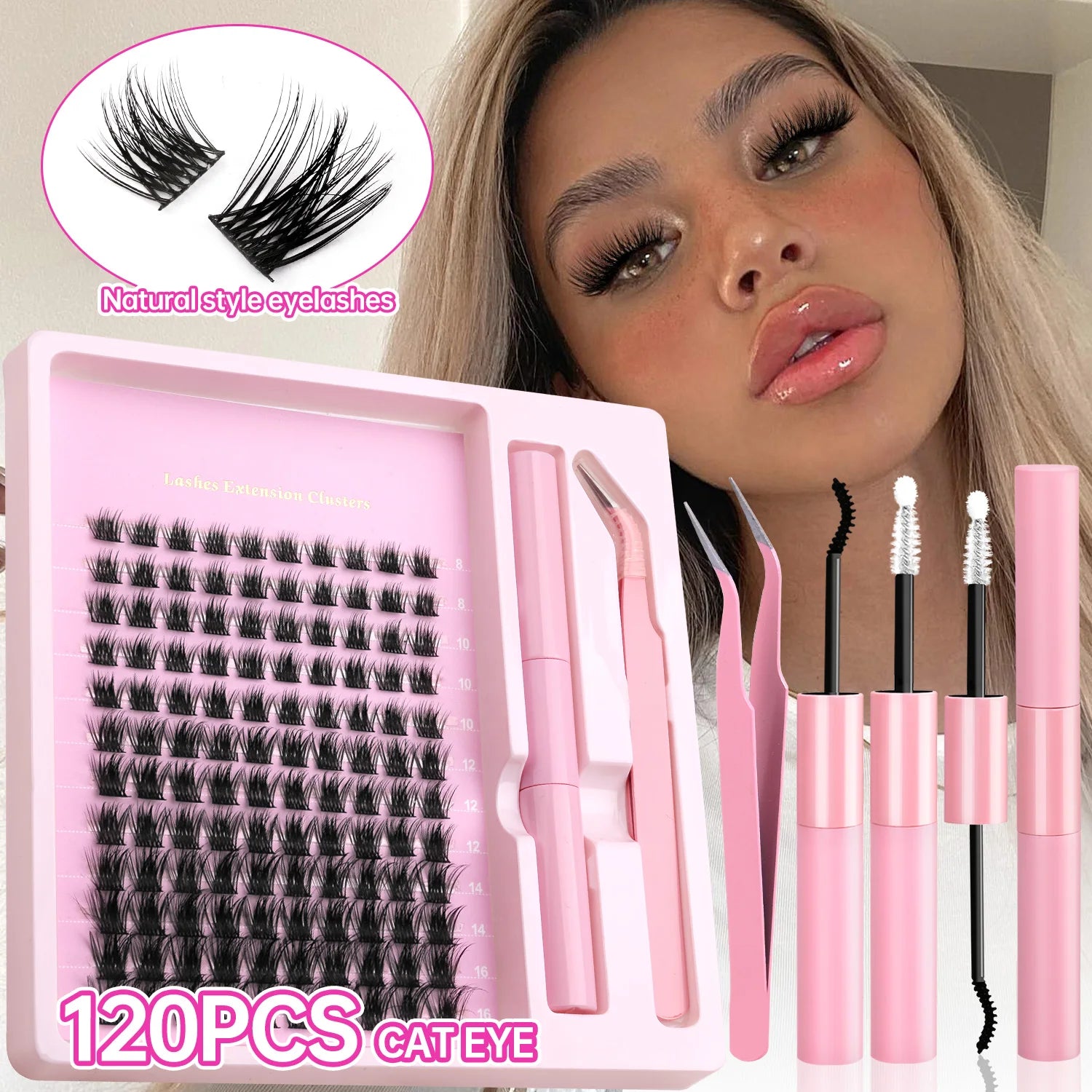 Veltrinay DIY Lash Kit – Natural Volume, Includes Tweezers & Glue, Salon-Quality at Home