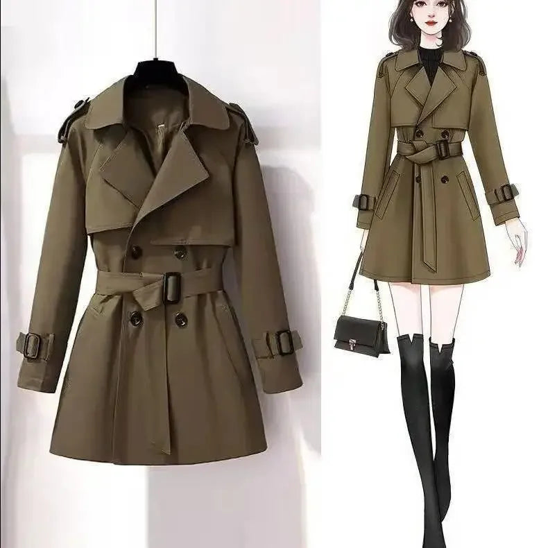 Manteau Femme Mi-Long – British Style, Slim Waist, Fashionable Autumn/Winter