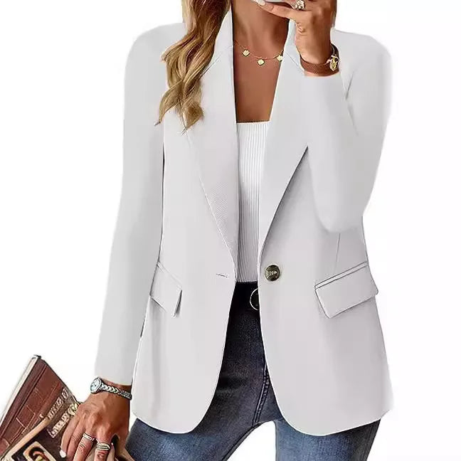👔 Solid Button Suit Coat – Manteau Chic Décontracté Femme