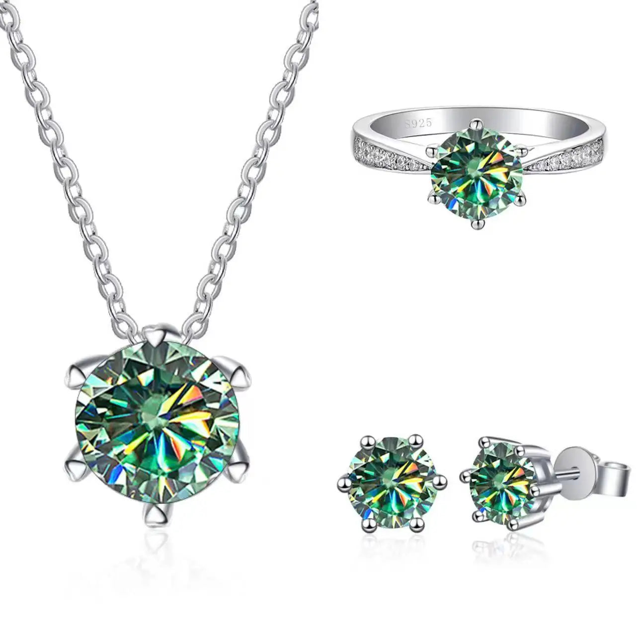 JoyceJelly 1CT D VVS Moissanite Jewelry Set