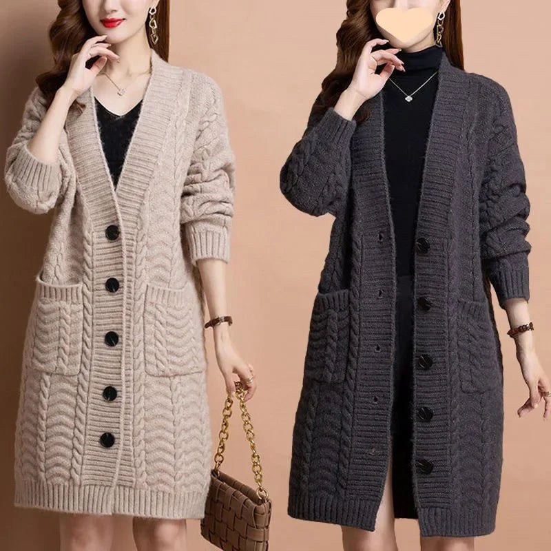 🧥 Loose Knitted Cardigan – Style Décontracté d’Automne Hivernal