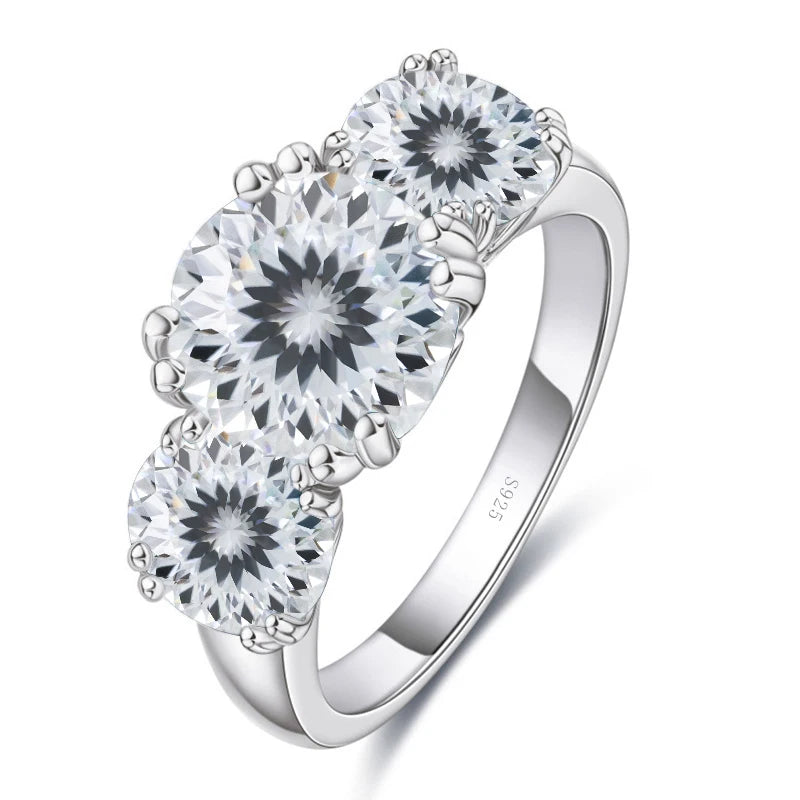 JoyceJelly 5Carat Total VVS 3EX Cut Moissanite Diamond Ring For Women Timeless Trends Sterling S925 Silver Jewelry Wedding Bands