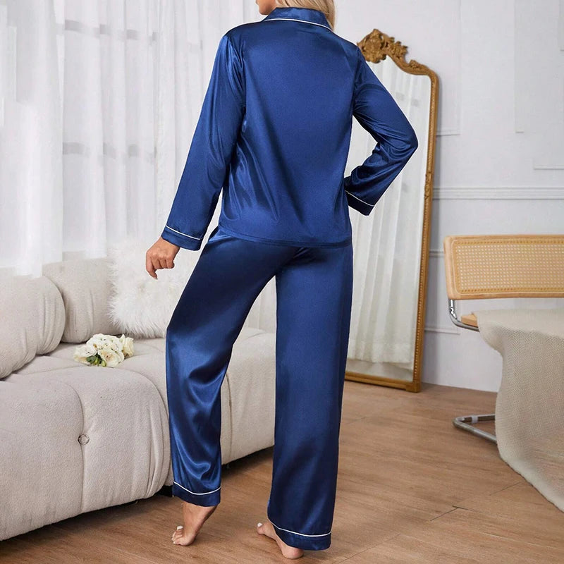 Women’s Satin Pajama Set – Long Sleeve 2-Piece Loungewear