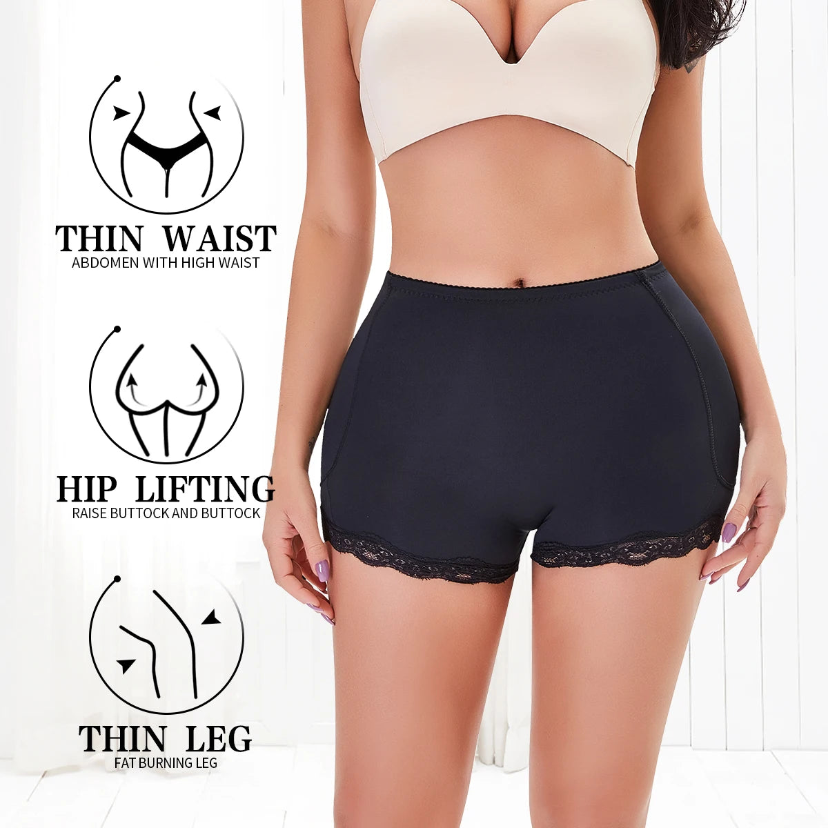 CXZD Butt Lifter Pants – Lace Padded Shapewear for Plump Hips