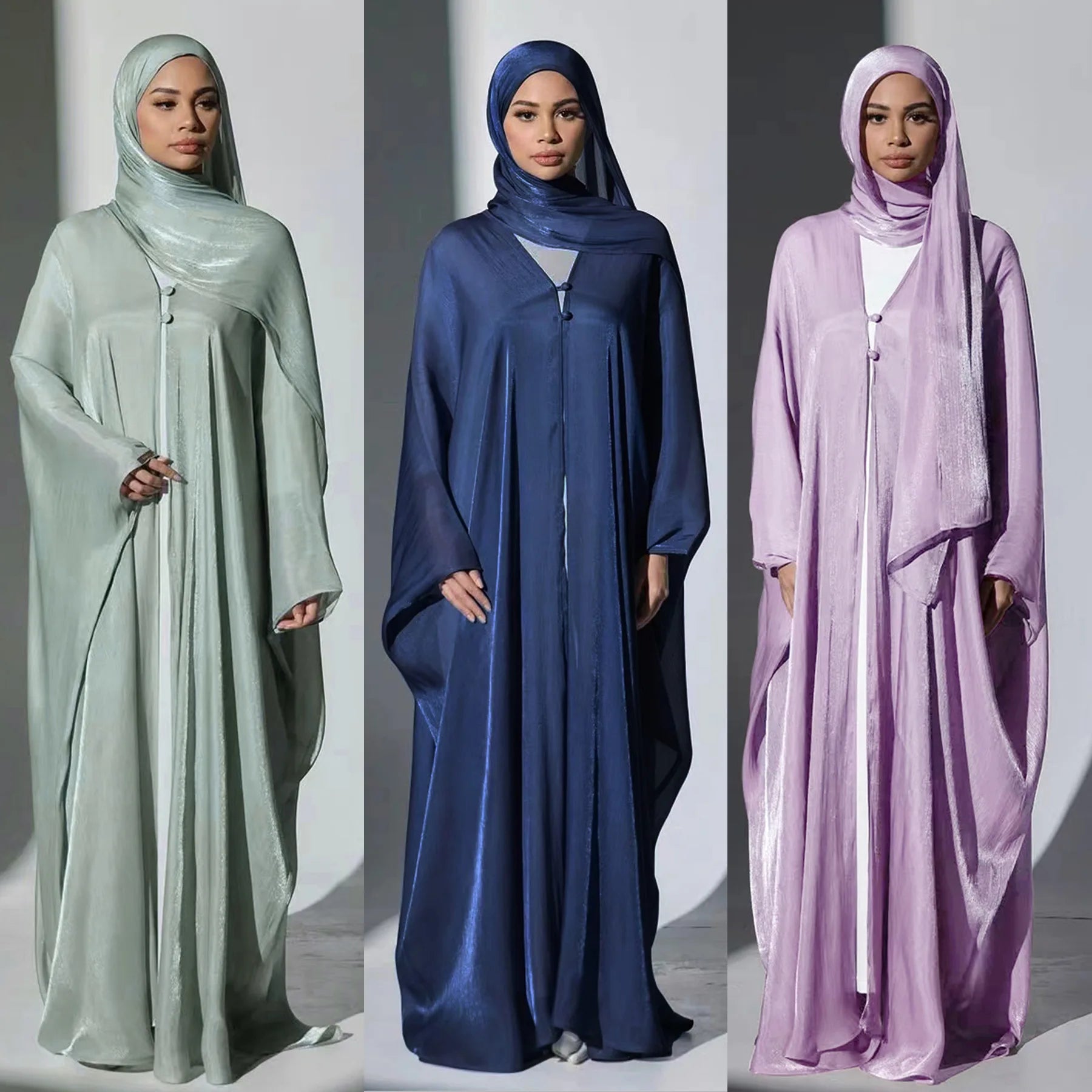 Islamic Dubai Open Abaya with Hijab – Modest Luxury Kaftan for Women Eid & Ramadan