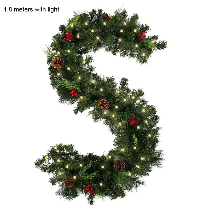 🎀 2.7M Pinecone & Red Berry Christmas Garland – Décor de Noël Élégant