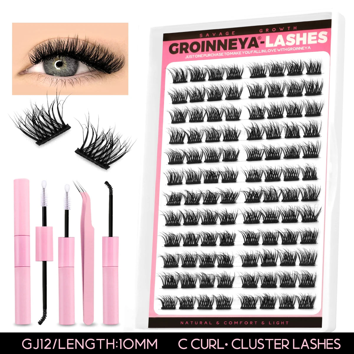 280 Clusters Individual Lashes Natural Look Soft Curly Fluffy Cluster Lashes DIY Eyelash Extension Personal Eyelash Makeup Tool