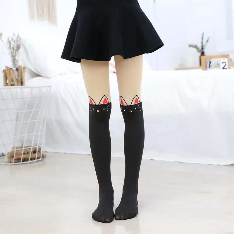 Kids Cartoon Tights – Warm, Spring/Autumn, Animal Print, Girls Stockings