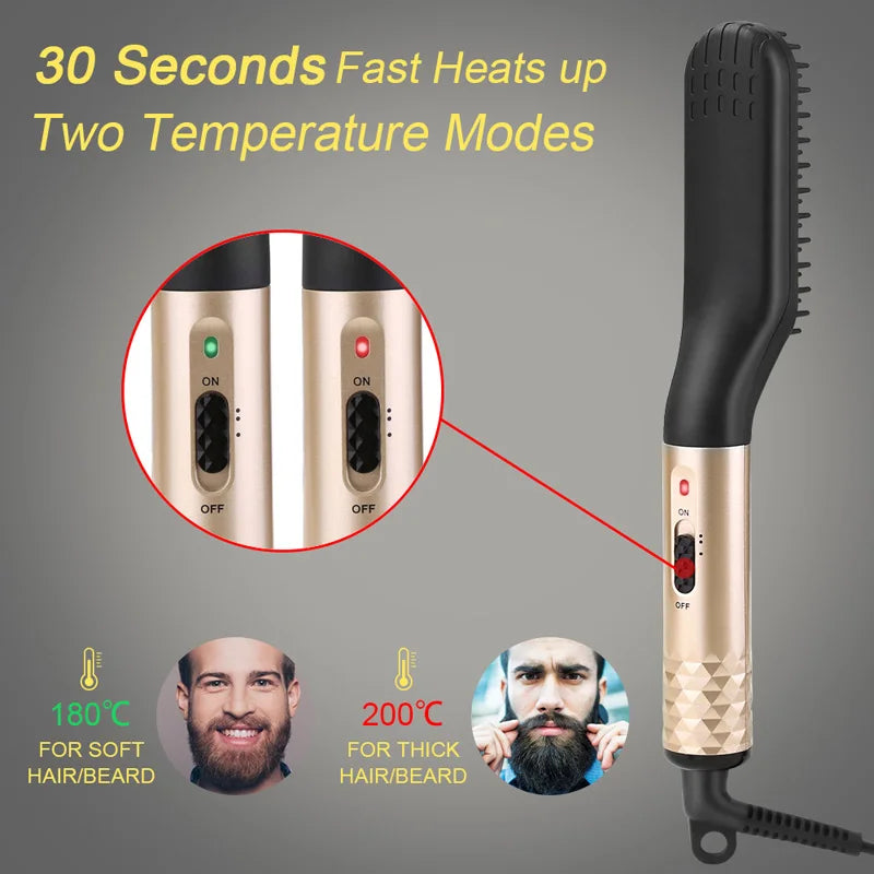 Electric Hot Comb Straightener – Quick Heat, Multifunctional, Men’s Beard Care, Anti-Scald