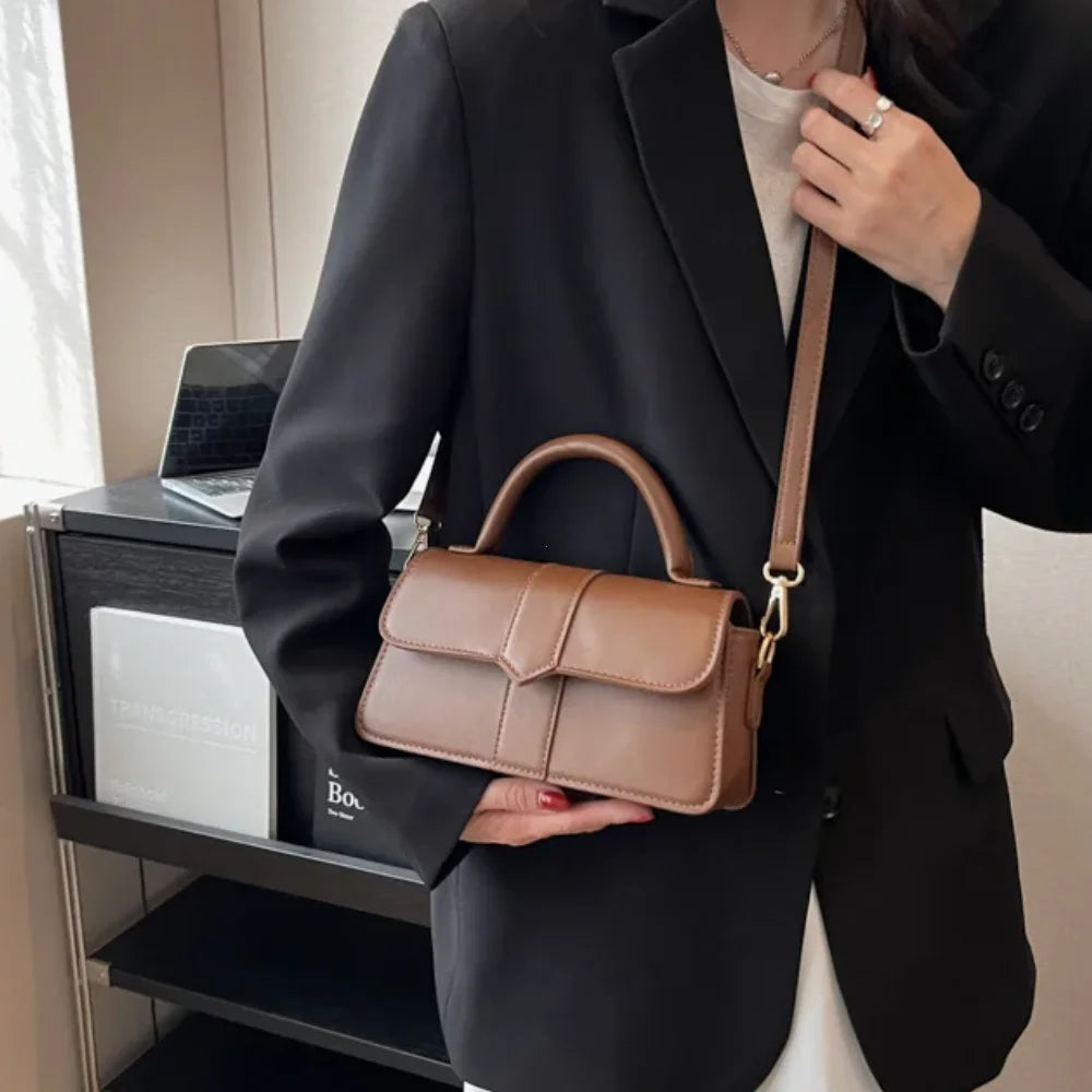 PU Leather Vintage Shoulder Bag – Women’s Square Crossbody Handbag