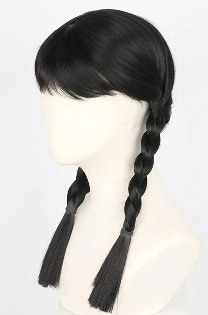 Black Synthetic Hair Extensions – Double Braid, Long Straight, Cosplay/Halloween
