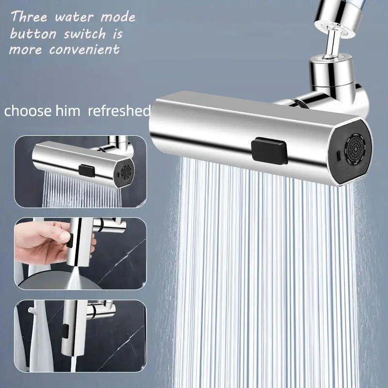 Kitchen Waterfall Swivel Faucet – Three-Mode Splash-Proof Extension Nozzle