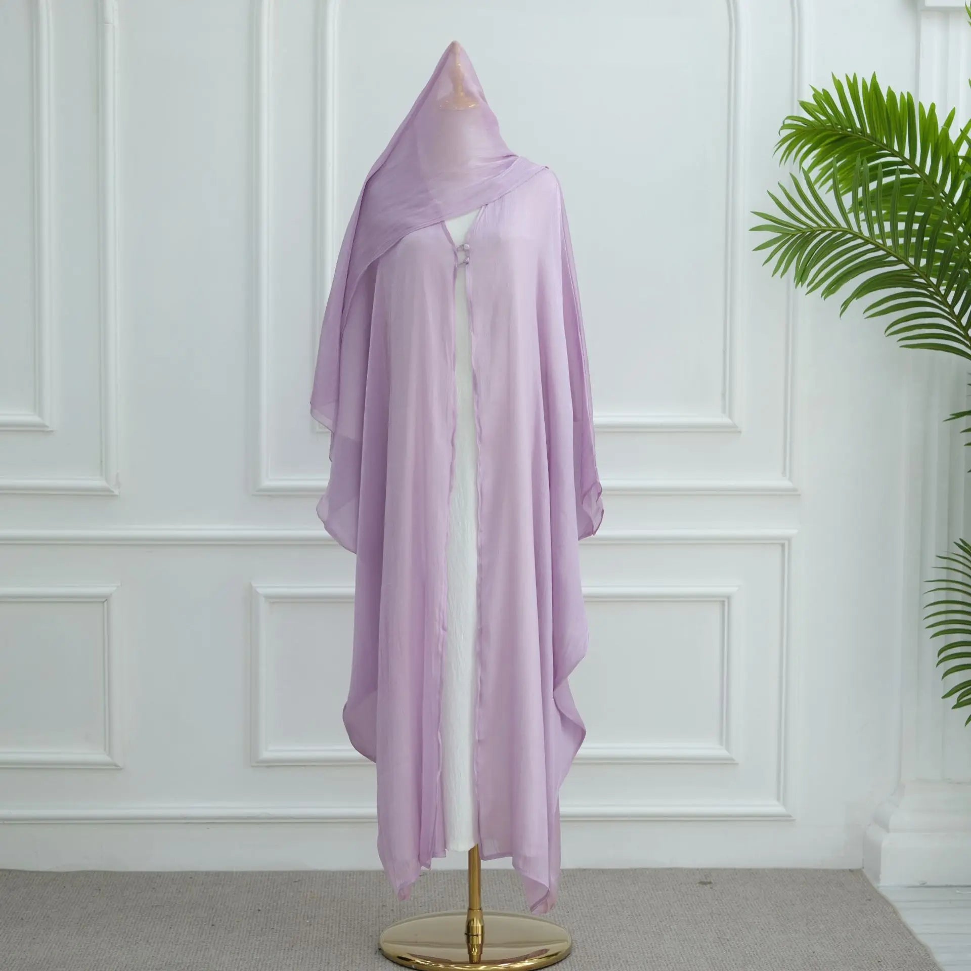 Islamic Dubai Open Abaya with Hijab – Modest Luxury Kaftan for Women Eid & Ramadan
