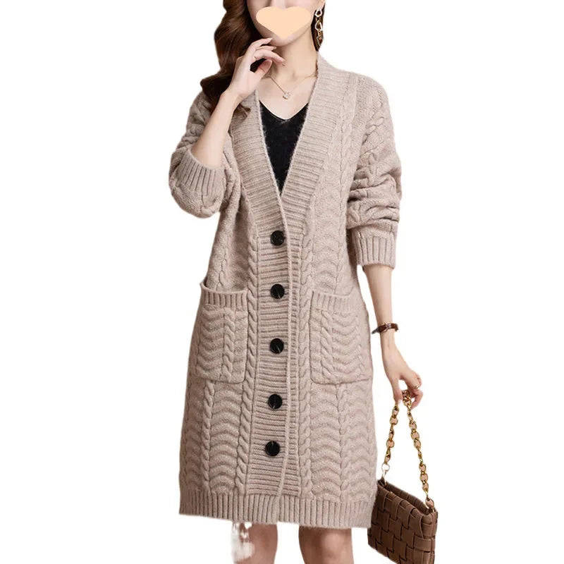 🧥 Loose Knitted Cardigan – Style Décontracté d’Automne Hivernal