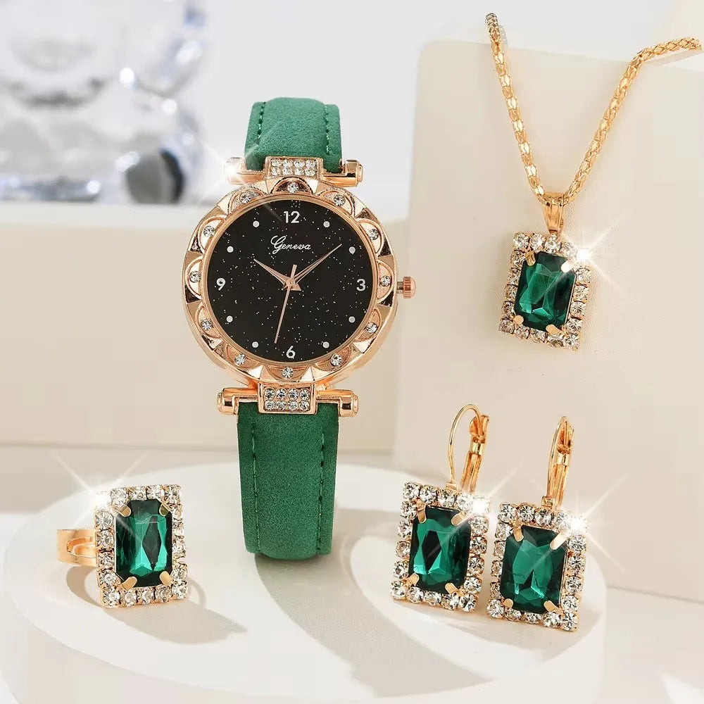 Élégance Brillante – 5-Piece Rhinestone Watch Set