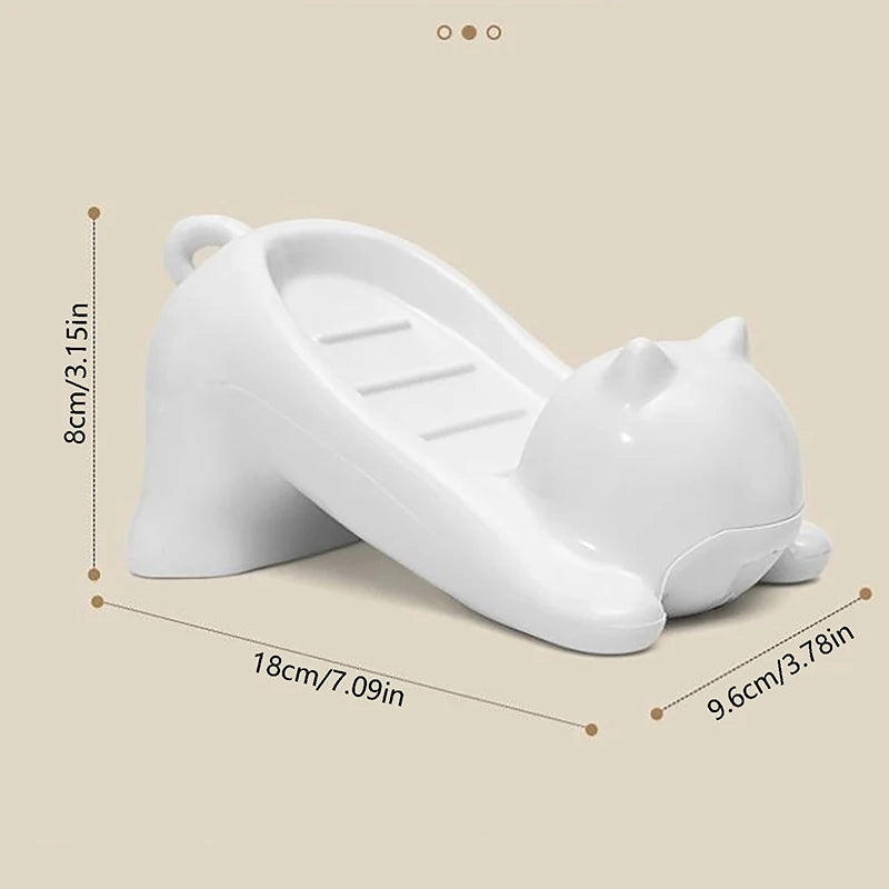 Cat-Themed Plastic Soap Dish – Cute Bathroom & Toilet Accessory