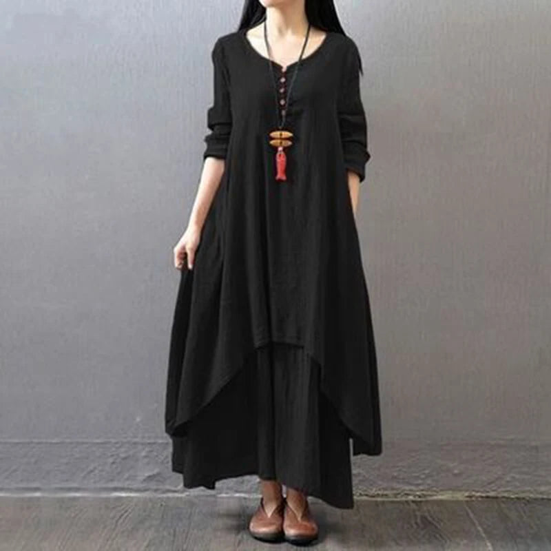 Spring Autumn New Two-piece Illusion Long Dress