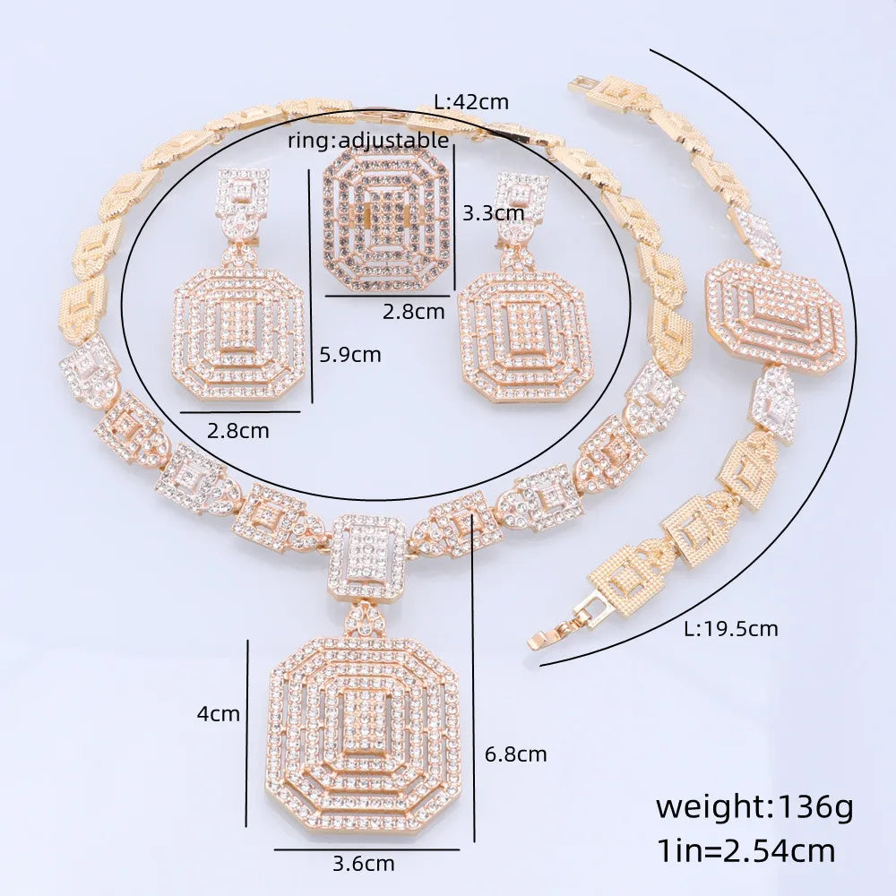 CYNTHIA Silver Plated Jewelry Set – Necklace, Earrings, Bracelet & Ring