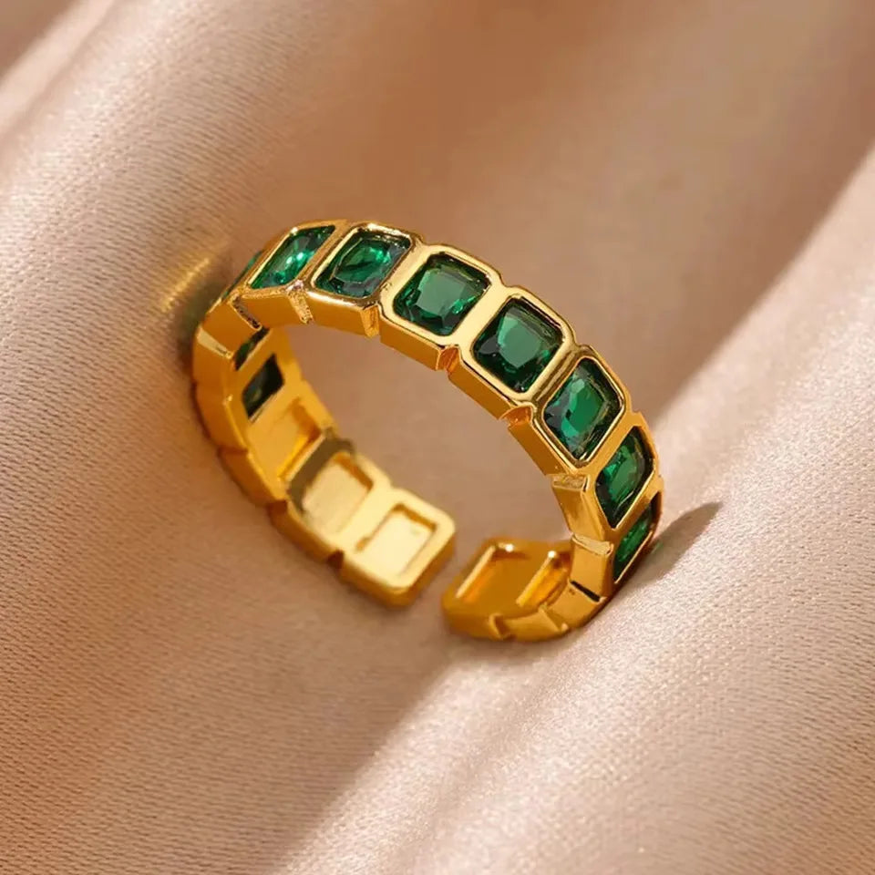 Vintage Geometric Gold Stainless Steel Ring – Women’s Open Finger