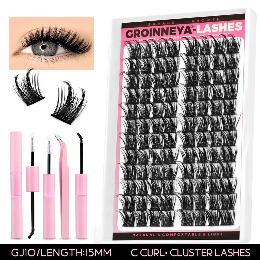 280 Clusters Individual Lashes Natural Look Soft Curly Fluffy Cluster Lashes DIY Eyelash Extension Personal Eyelash Makeup Tool