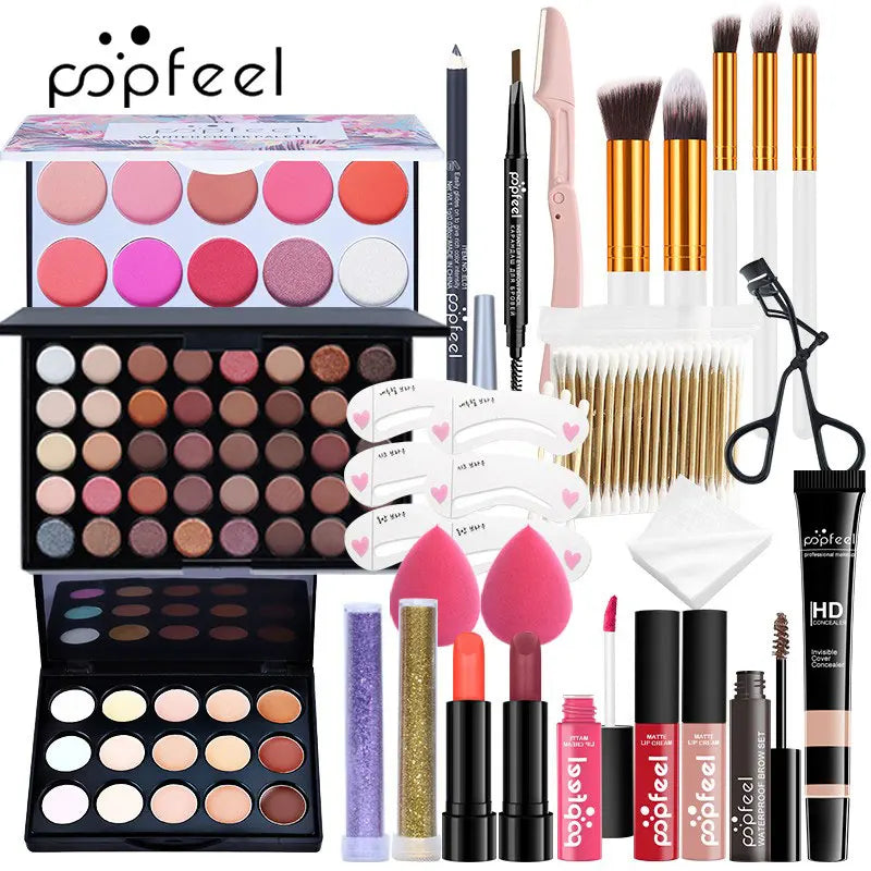 POPFEEL Face Makeup Set – Eyeshadow, Blush & Brushes, Beginner-Friendly, Gift Idea