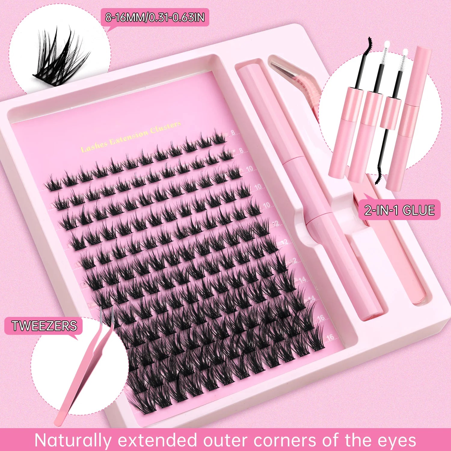 Veltrinay DIY Lash Kit – Natural Volume, Includes Tweezers & Glue, Salon-Quality at Home