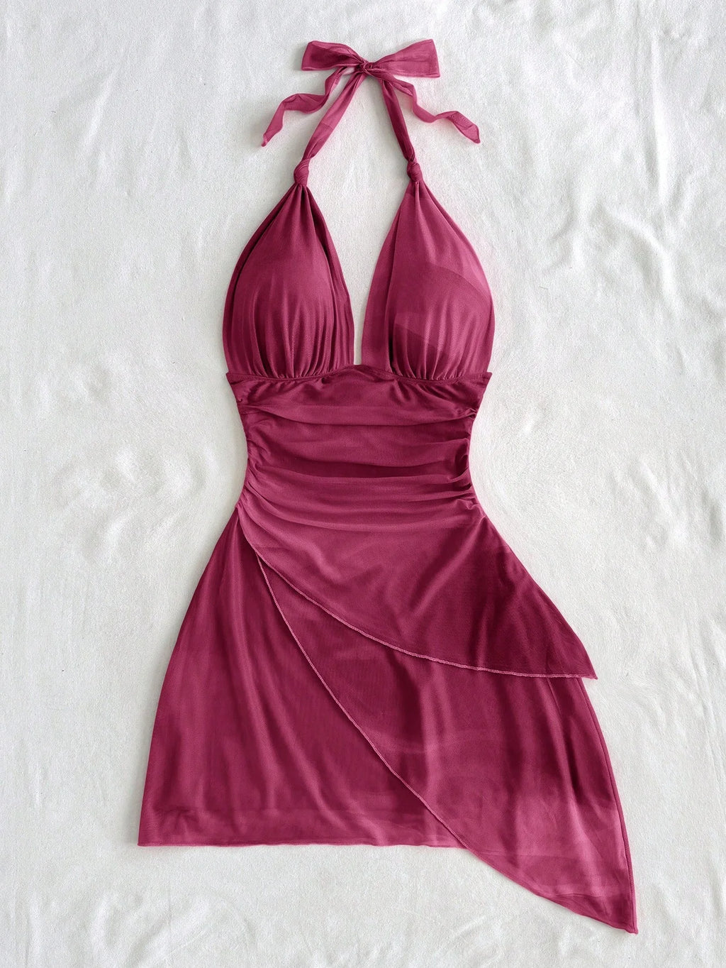 Chiffon Sleeveless Deep V Backless Mini Dress