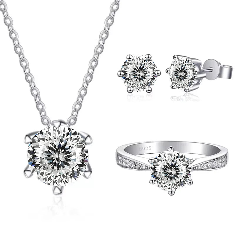 JoyceJelly 1CT D VVS Moissanite Jewelry Set