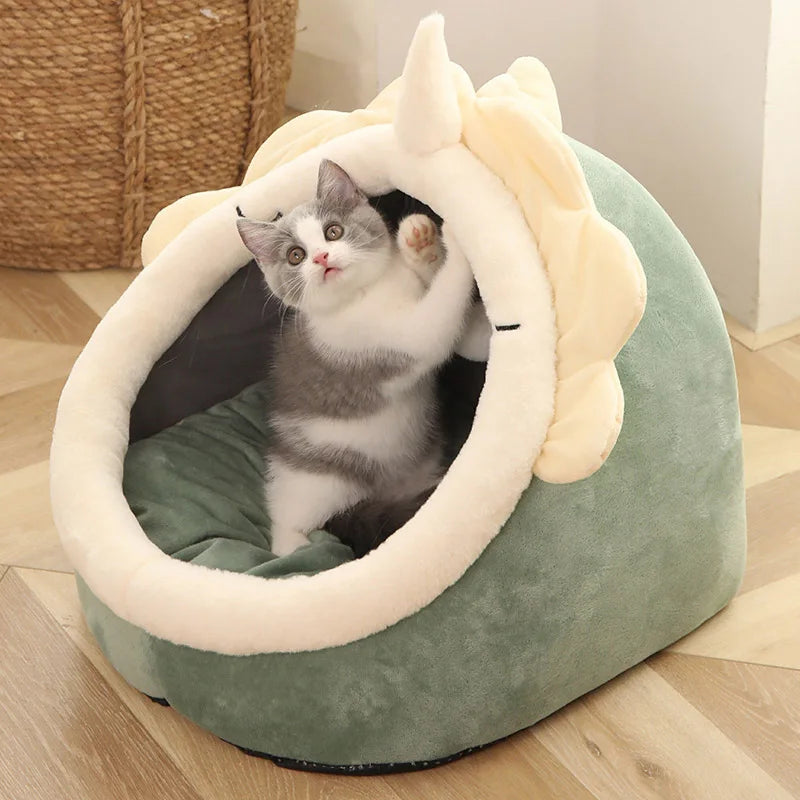 Deep Sleep Cat Bed – Foldable, Removable, Washable, Cartoon Style, for Cats & Small Dogs