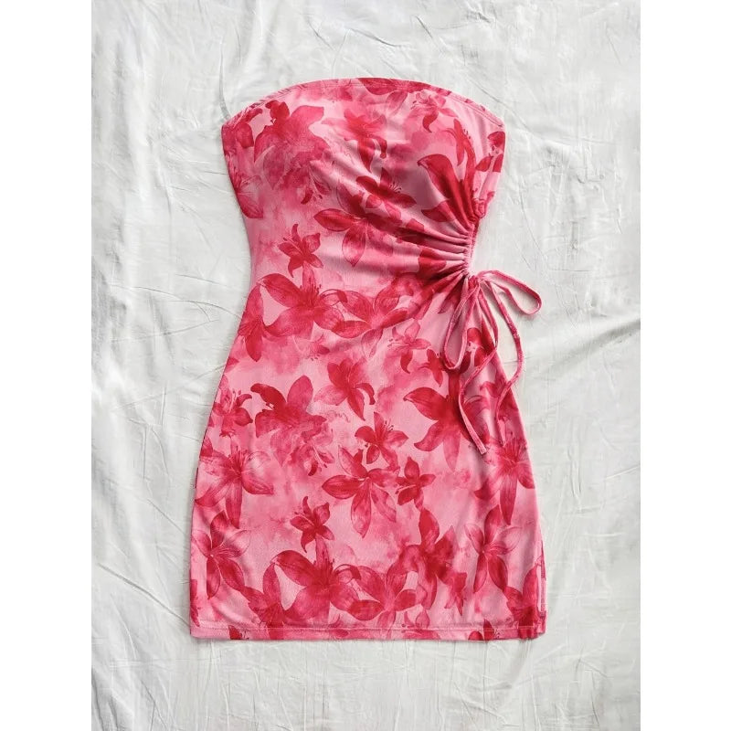 Floral Print Strapless Mini Dress