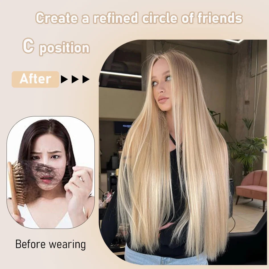 Synthetic Wig – Long Straight & Curly Hair, Bangs, Ponytail, Braids, Halloween/Christmas Gift