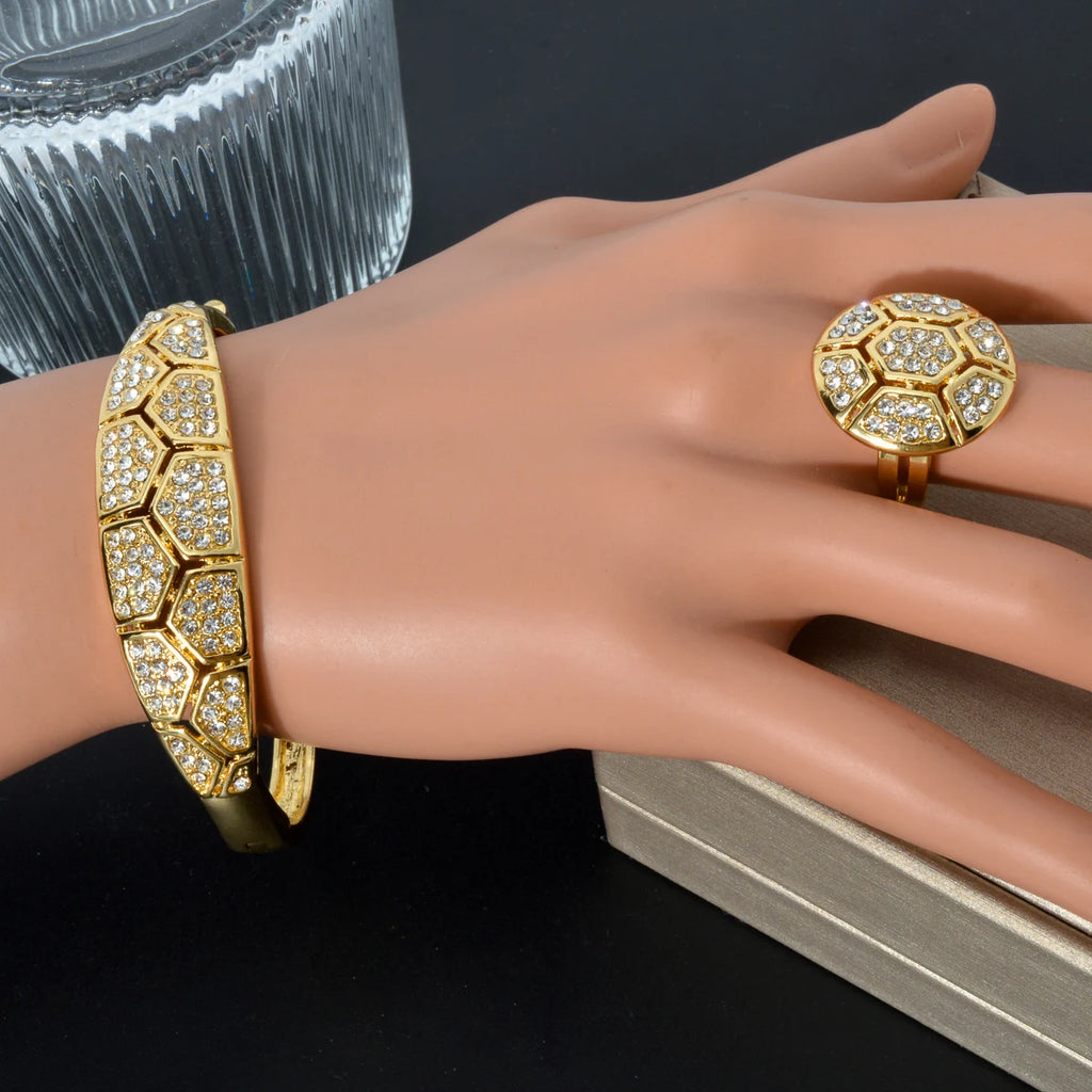 Sunny Jewelry Bridal Set – Gold Plated Earrings, Necklace, Bracelet & Ring