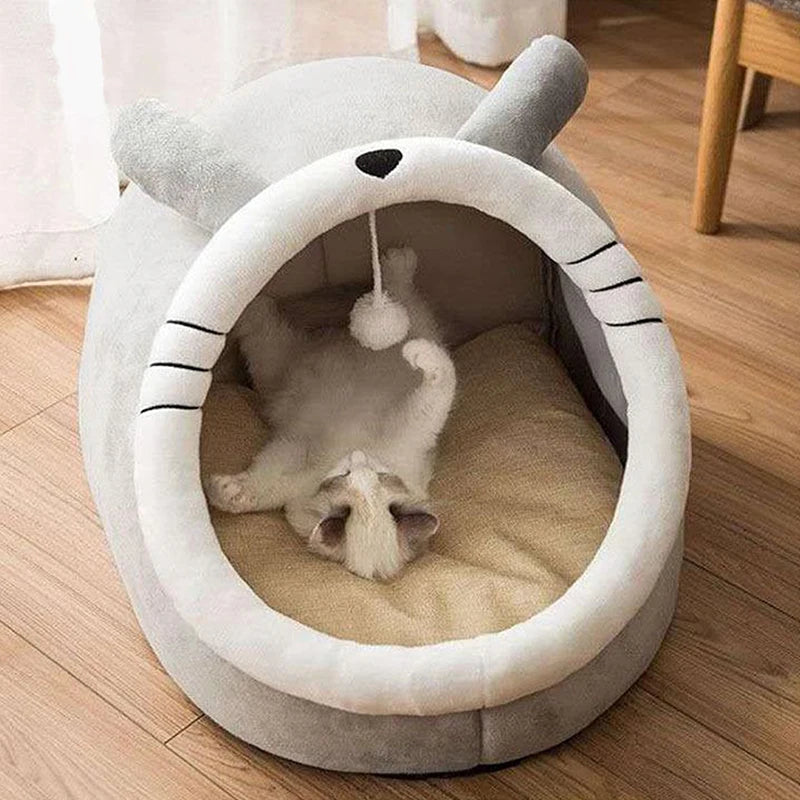 Deep Sleep Cat Bed – Foldable, Removable, Washable, Cartoon Style, for Cats & Small Dogs