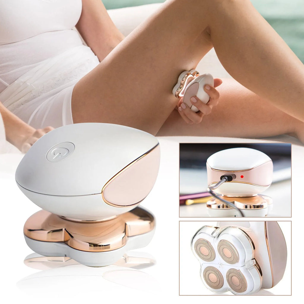 4-Head Electric Women's Shaver – Portable, Painless, Bikini, Eyebrow, Nose & Body Hair Removal