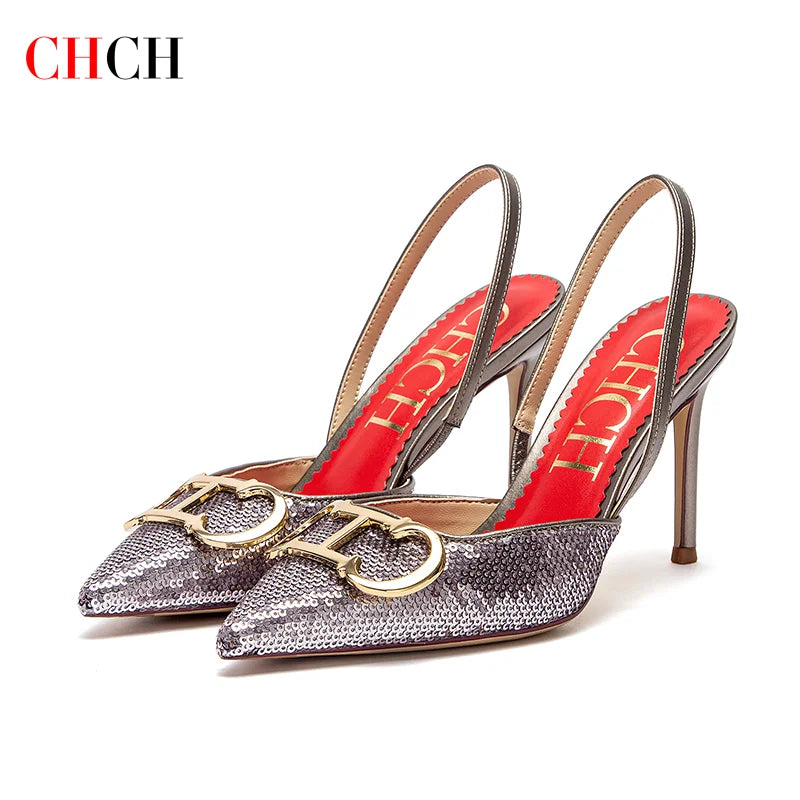CHCH Women’s 9cm Closed Toe Strappy High Heels – Wedding & Party Shoes
