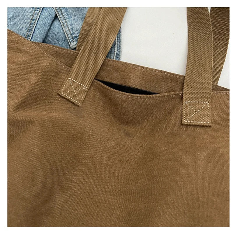 Women's Canvas Tote – Durable Shoulder Bag with Zipper