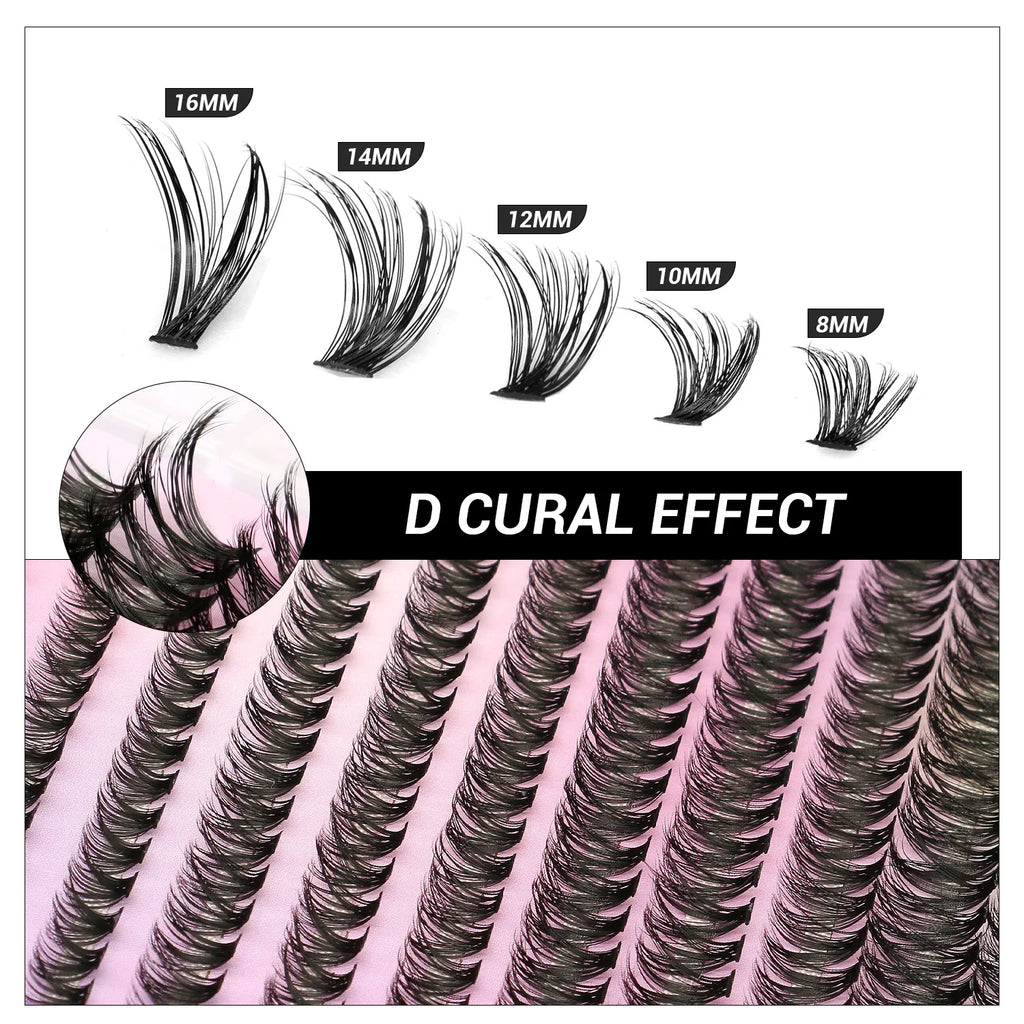280 Clusters Individual Lashes Natural Look Soft Curly Fluffy Cluster Lashes DIY Eyelash Extension Personal Eyelash Makeup Tool