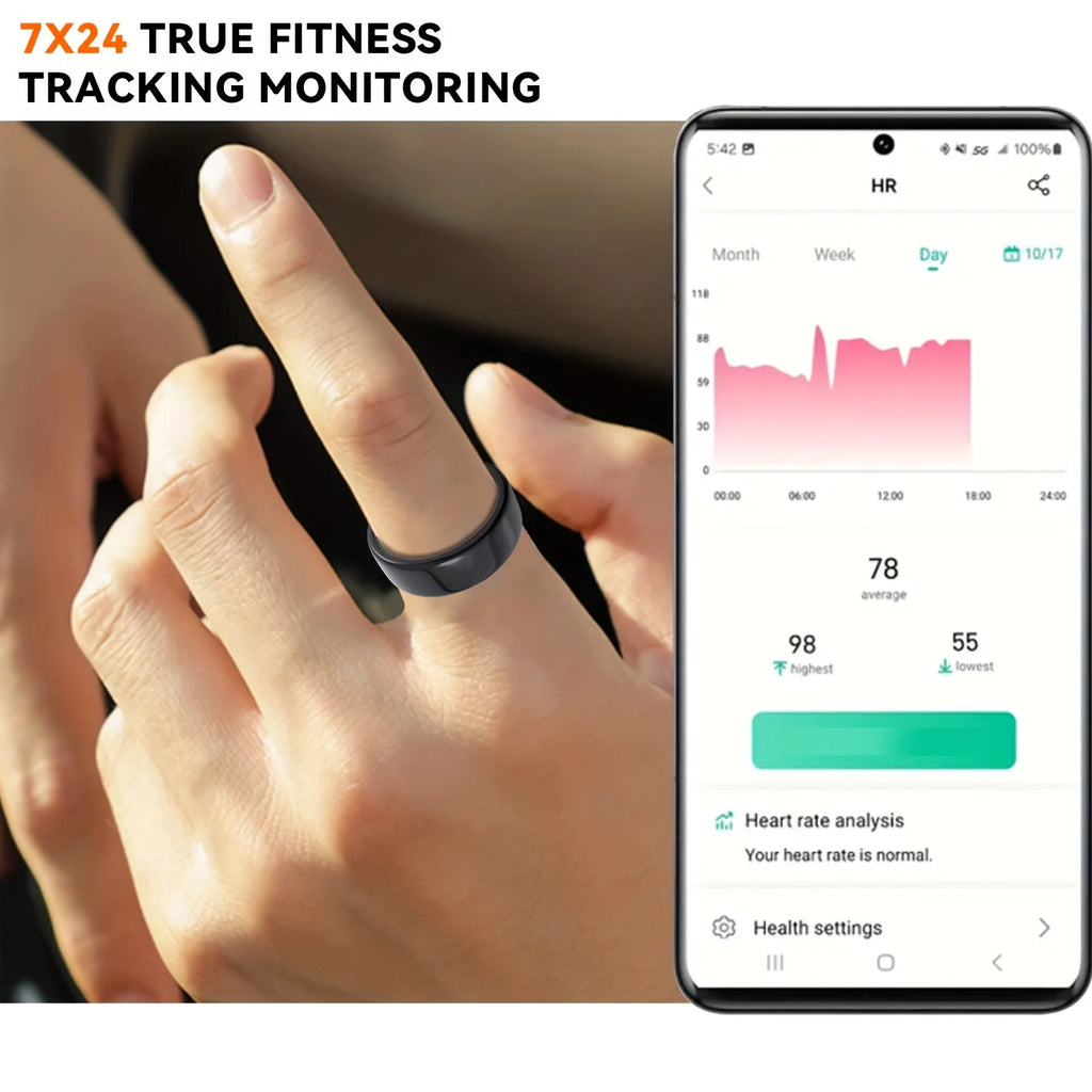 Smart Ring – Heart Rate, Blood Pressure, Sleep & Motion Tracking, IP68 Waterproof, Unisex Gift